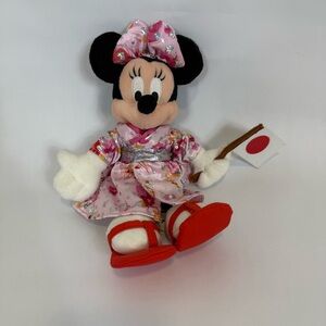 Disney Theme Park Minnie Mouse Japanese Bean Bag Plush Kimono
